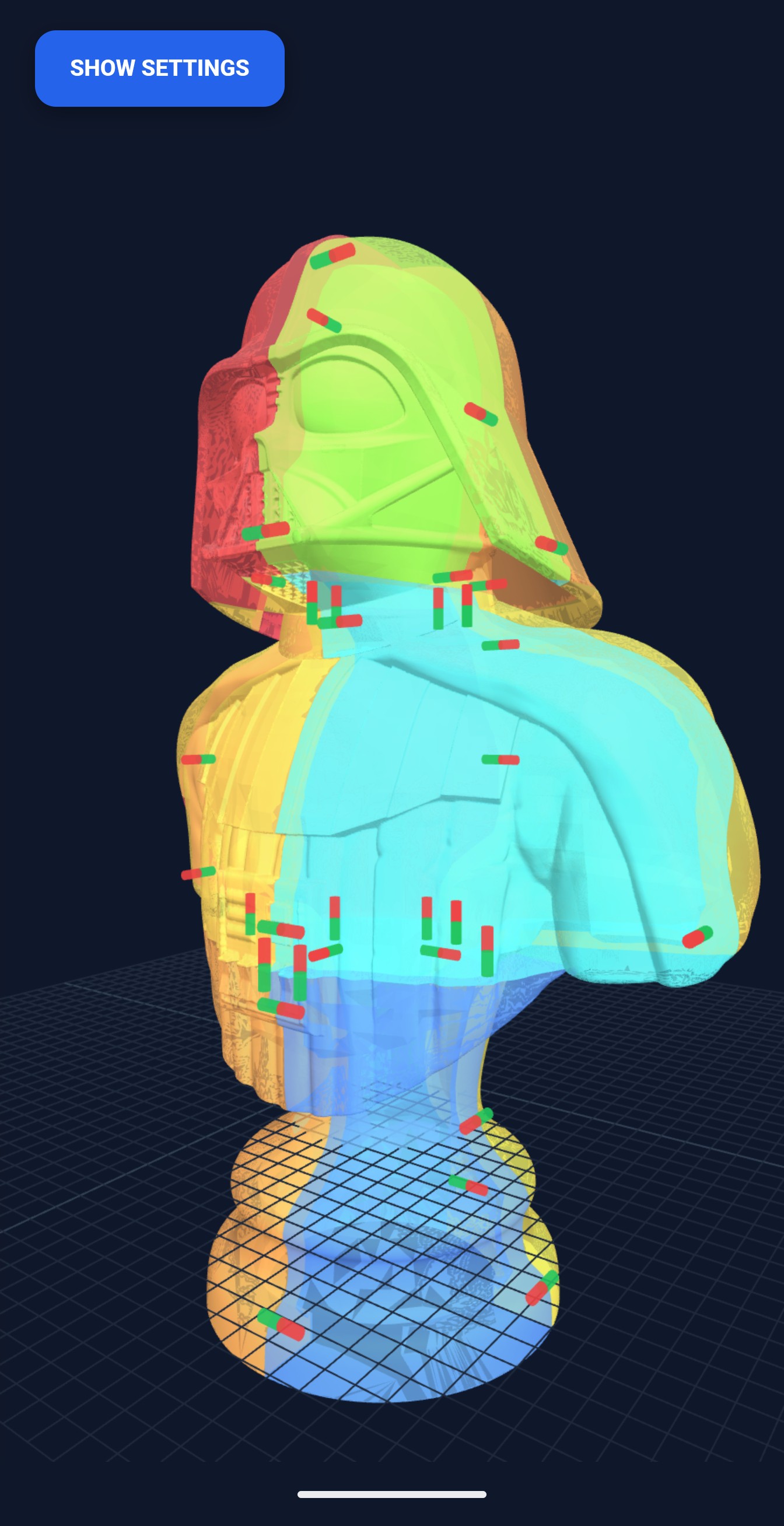 MegaSlicer Pro Slicing Interface showing Vader bust